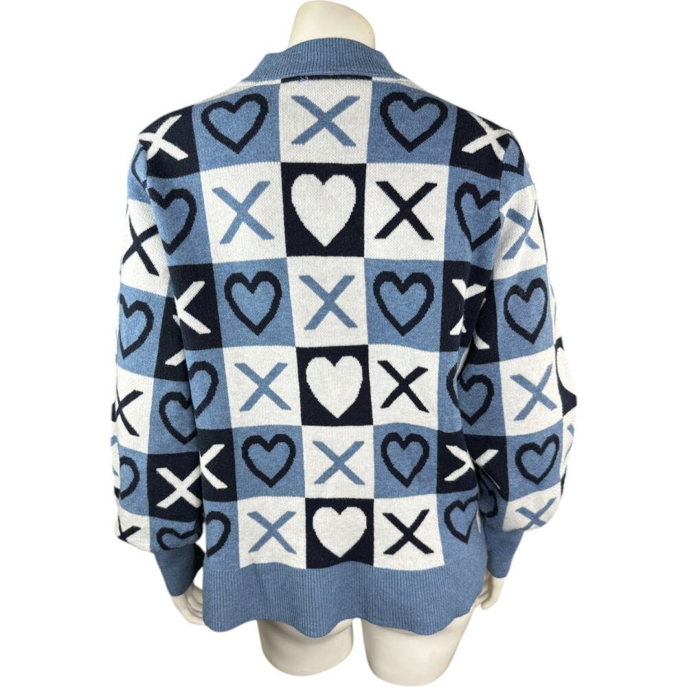 Studio Park X Courtney Khondabi Heart Sweater Blue Small Valentine Winter - Picture 11 of 12